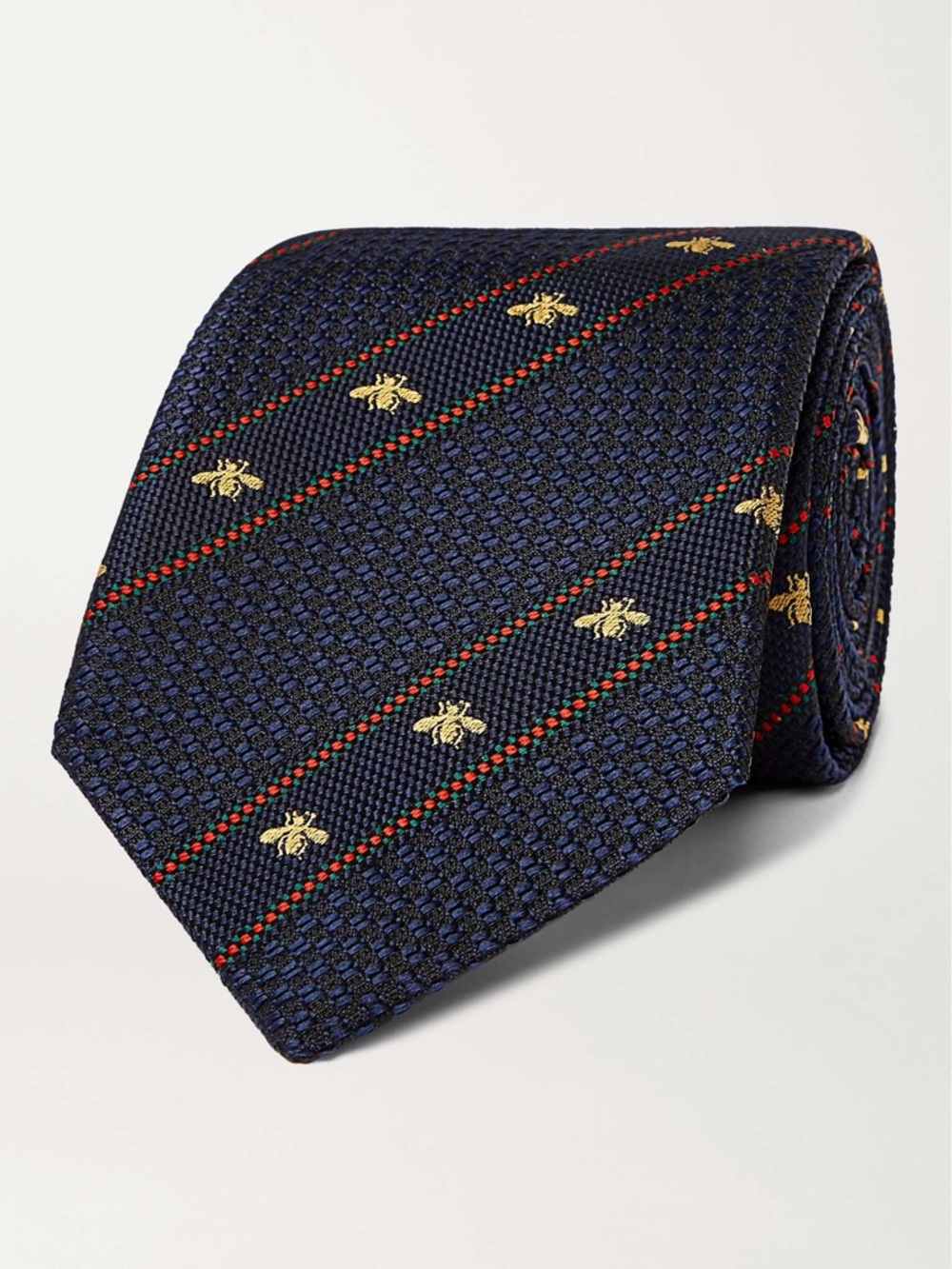 🔥🔥🔥 GUCCI 7cm Logo-Detailed Striped Silk-Jacquard Tie